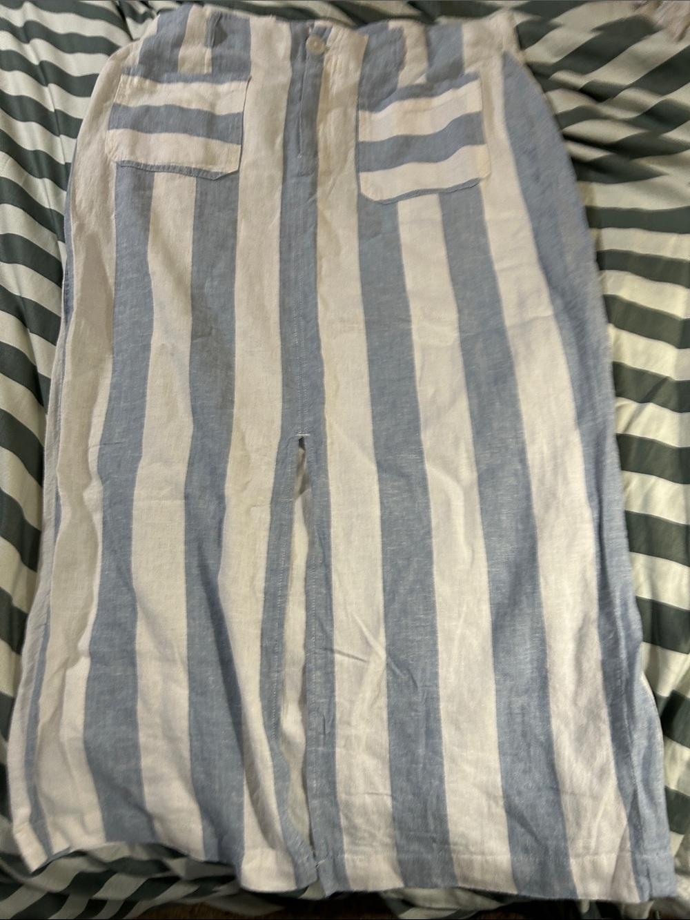 Striped Blue and White Midi Skirt
